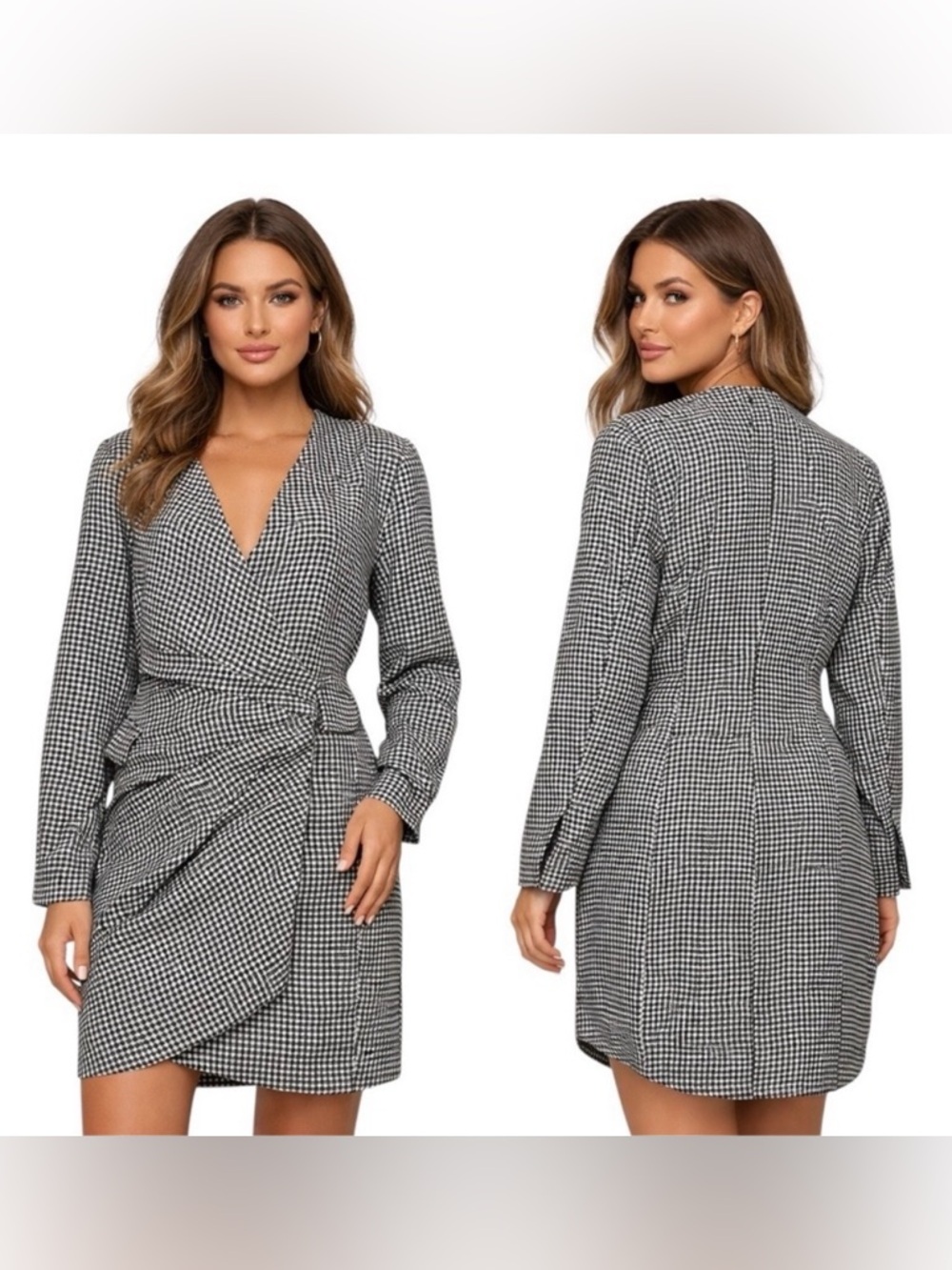 Jason Wu Black and White Houndstooth Wrap Dress *NEW* Small